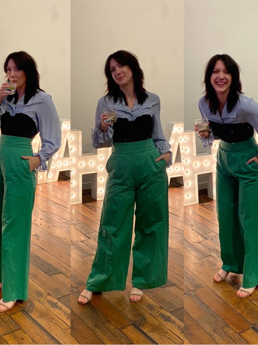 BCBG MaxAzria Wide Leg High-Waisted Trousers Pants - Picture 3 of 7
